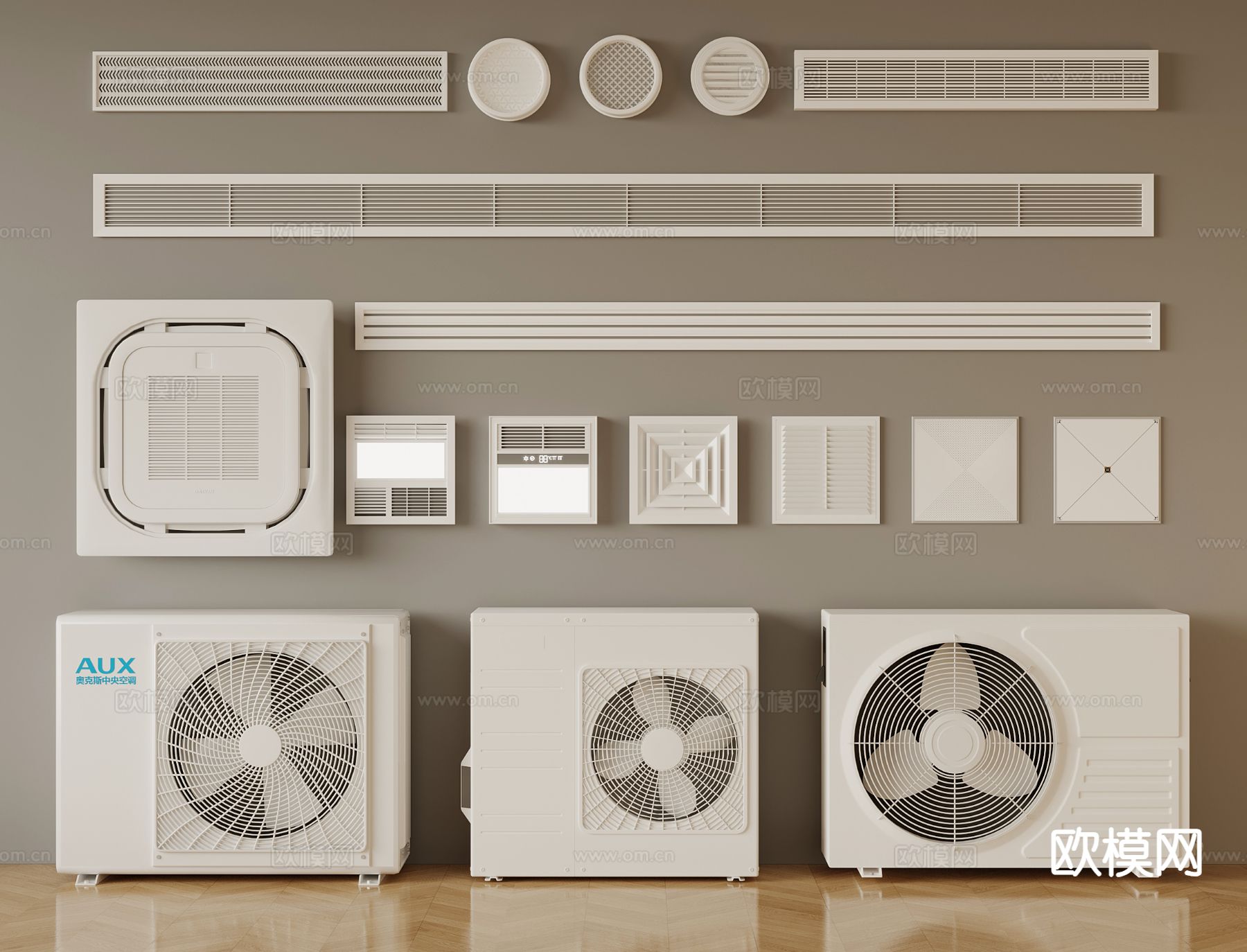 现代空调出风口 中央空调 外机3d模型