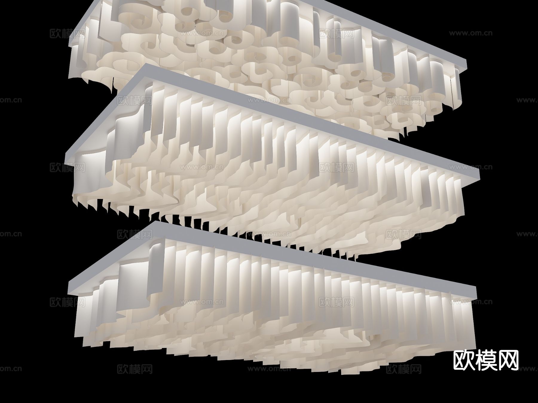 现代异形牛皮纸吊顶 异形天花 波纹吊顶3d模型