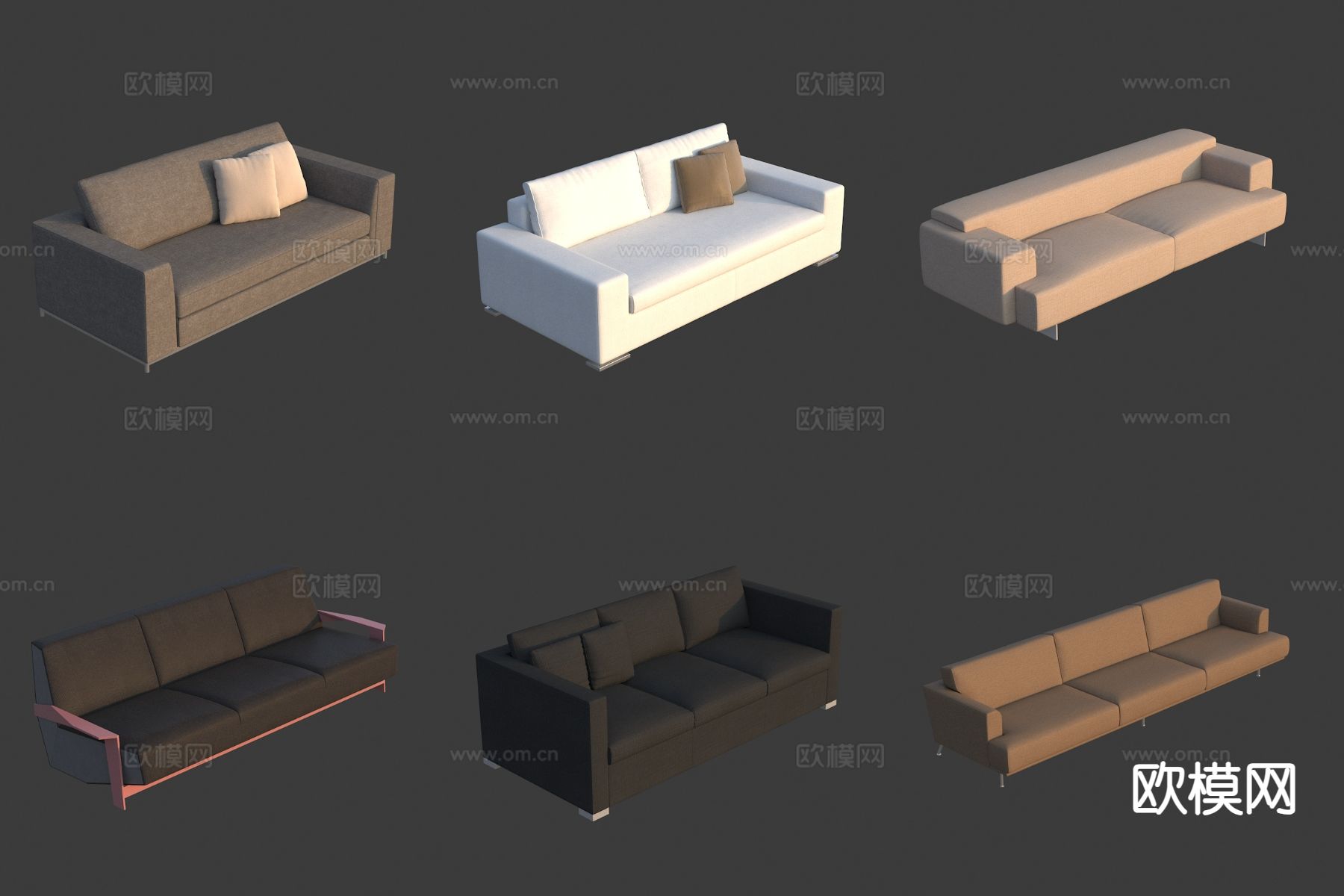 多人沙发 布艺沙发 三人沙发3d模型