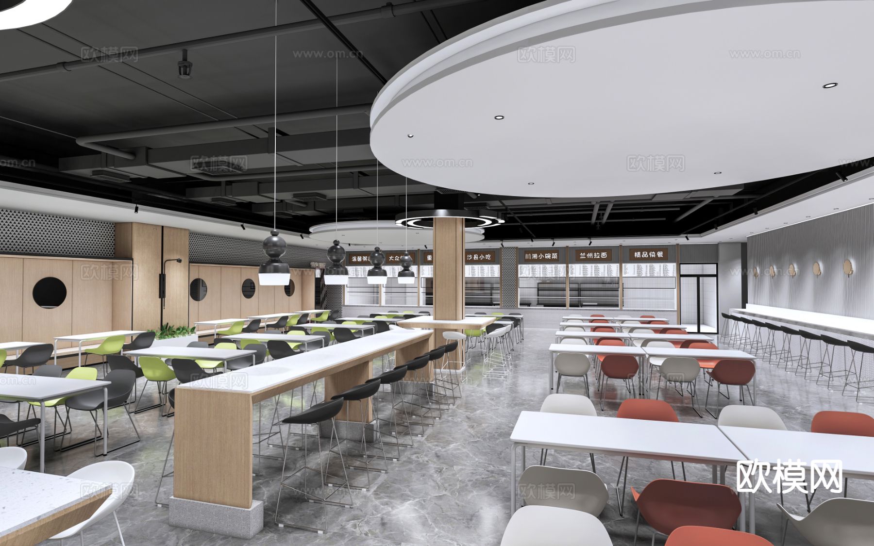 现代食堂 公司食堂su模型下载（渲染图2）