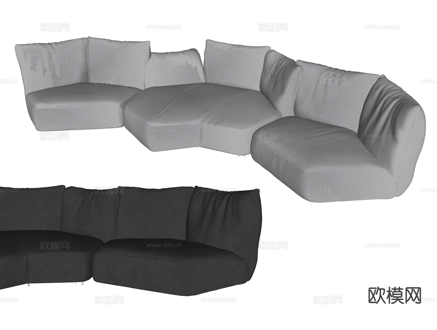 多人沙发 弧形沙发 异形沙发su模型