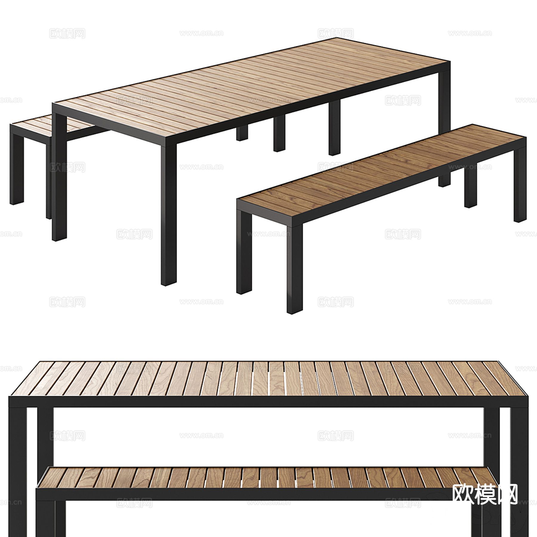 现代户外桌椅 长凳 休闲桌椅3d模型