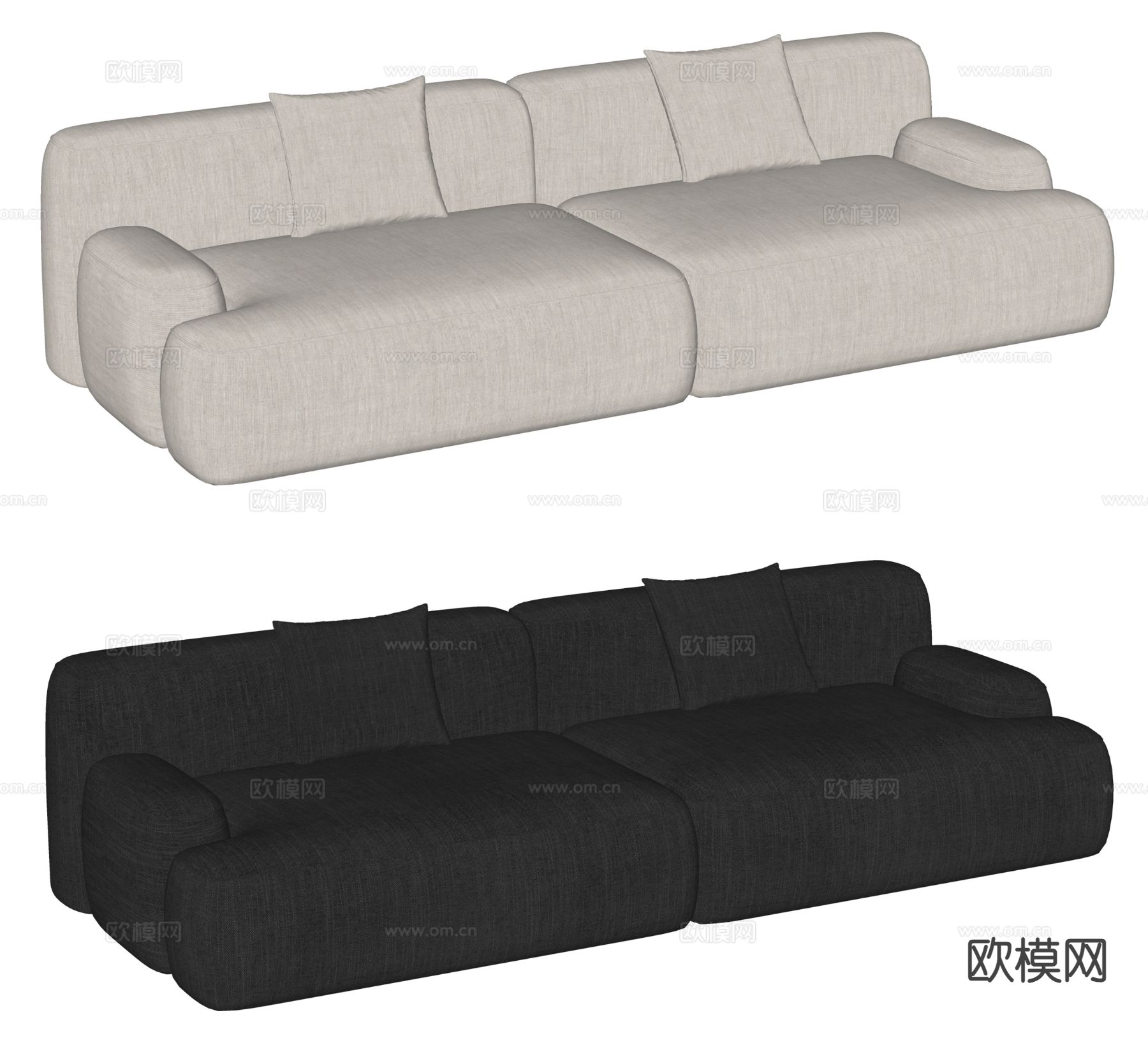 现代双人沙发su模型