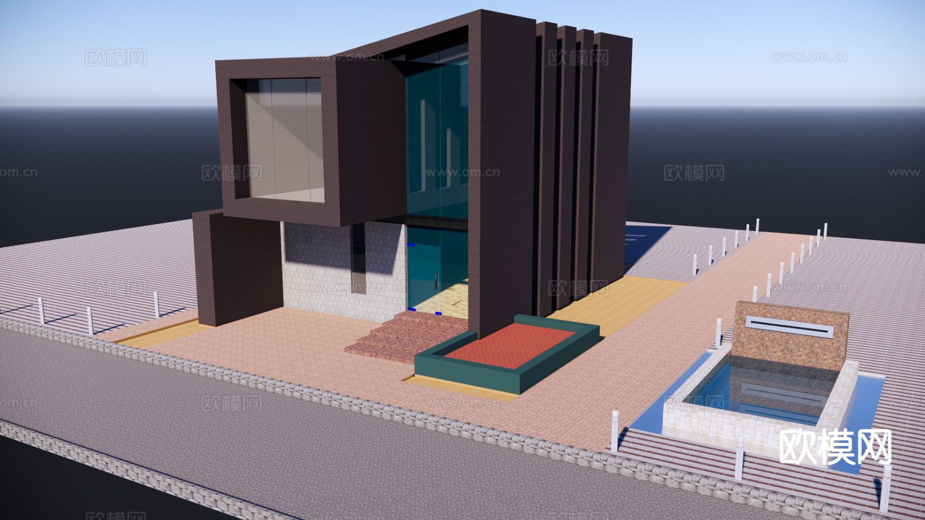 别墅外观su模型下载（渲染图4）