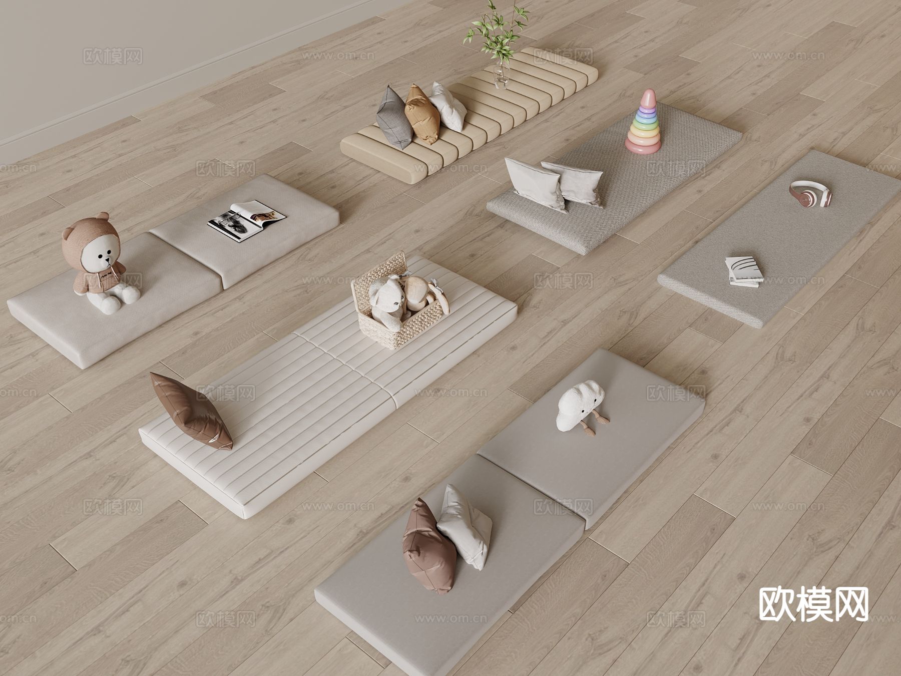 现代垫子 飘窗垫 坐垫 沙发垫su模型下载（渲染图2）