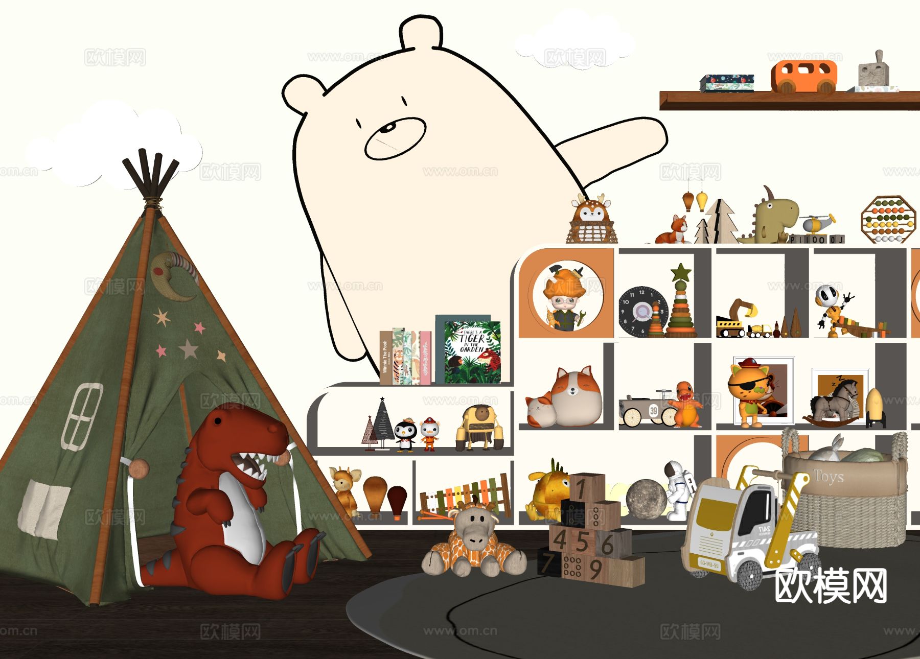 现代帐篷 玩具su模型下载（渲染图1）