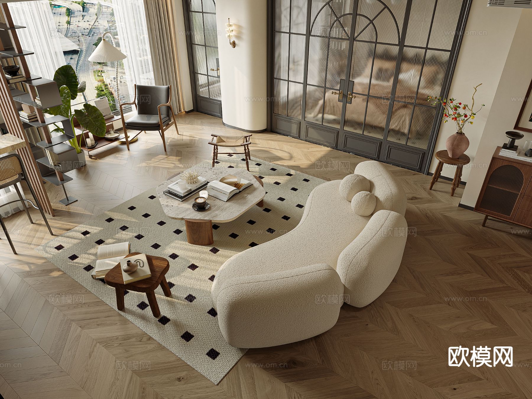 法式客餐厅su模型下载（渲染图2）