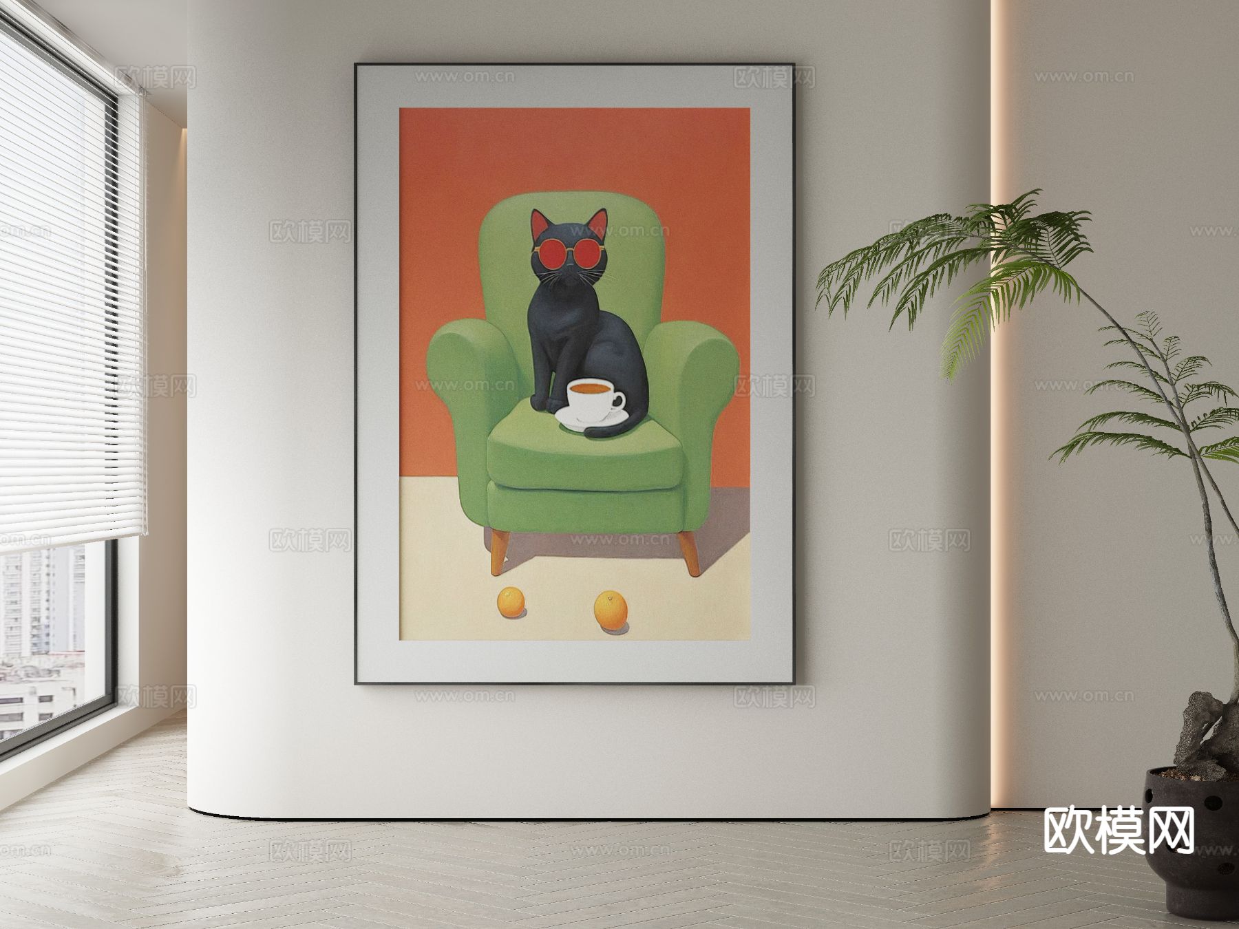 现代装饰画 猫咪挂画 卡通挂画3d模型