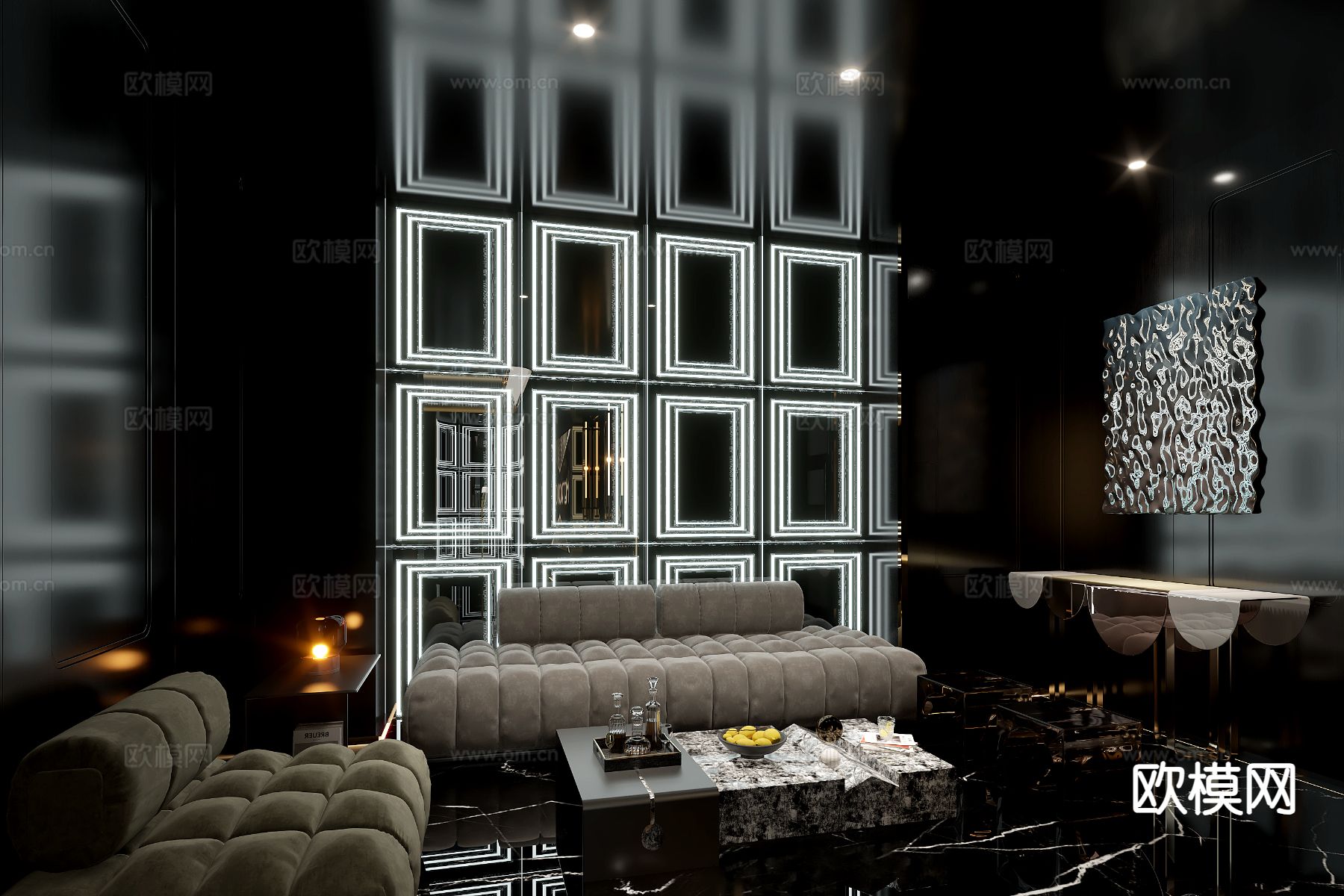 轻奢KTV包房3d模型下载（渲染图3）