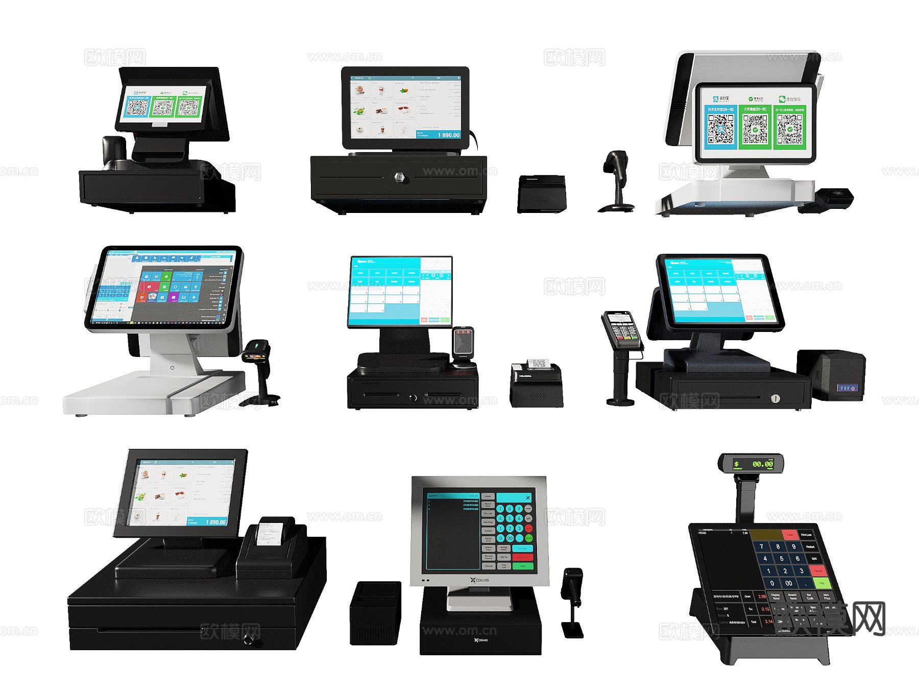 现代收银机 收银台3d模型