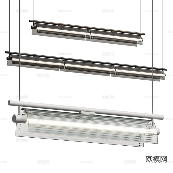 现代玻璃吊灯 办公室吊灯3d模型下载(渲染图1)