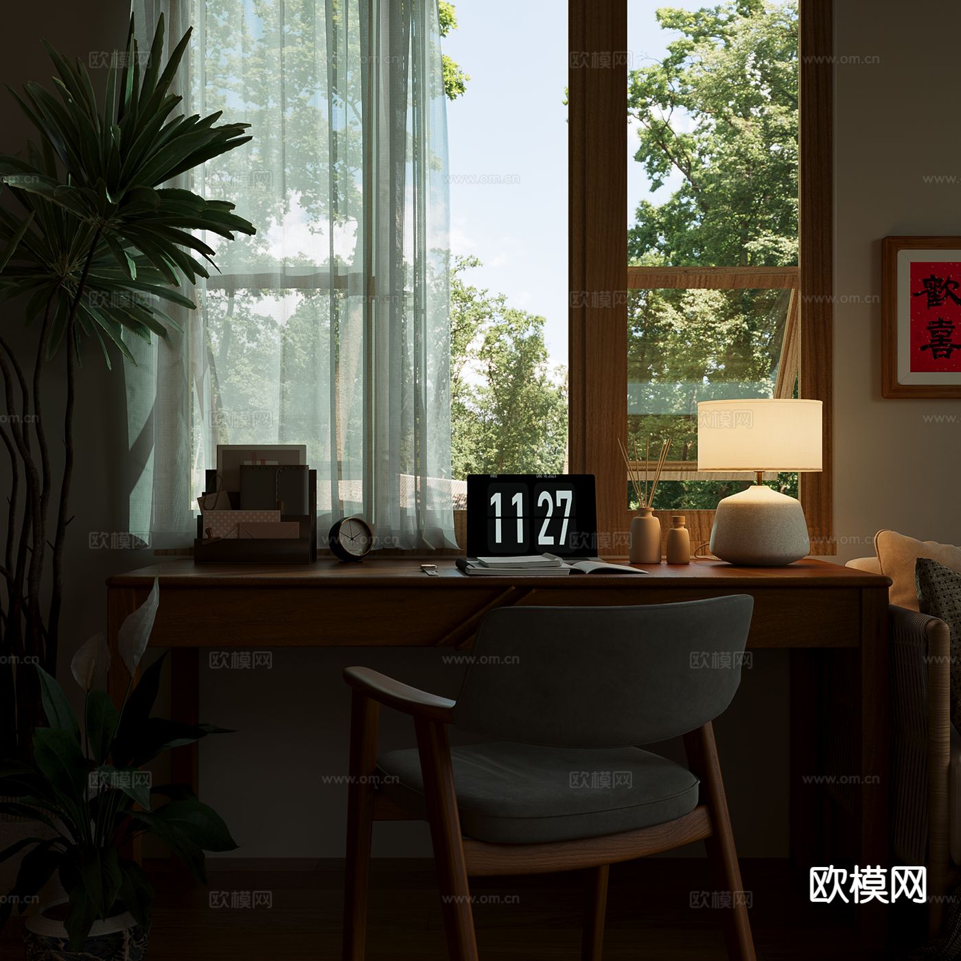 原木风卧室 主卧su模型下载（渲染图2）