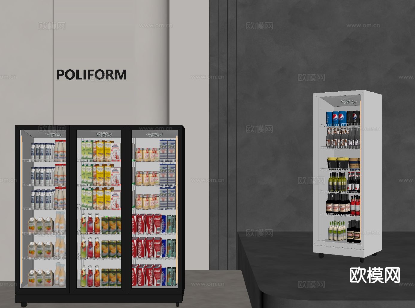 冰柜 饮料柜 冷饮柜su模型下载（渲染图1）