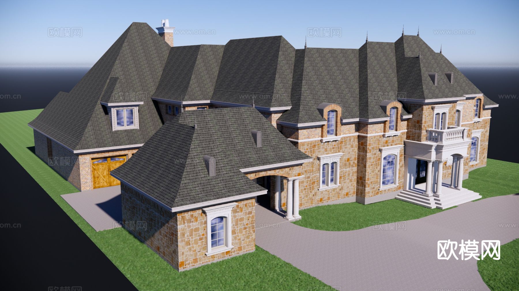 欧式别墅外观su模型下载（渲染图3）