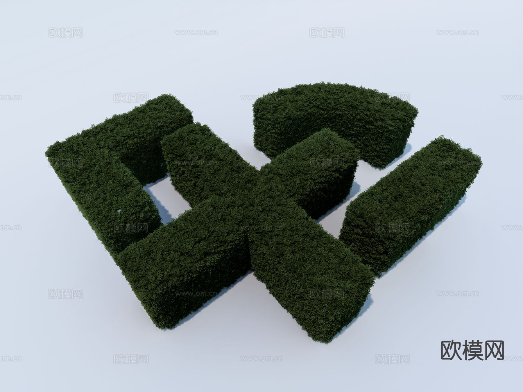 整形绿篱 灌木su模型下载（渲染图2）