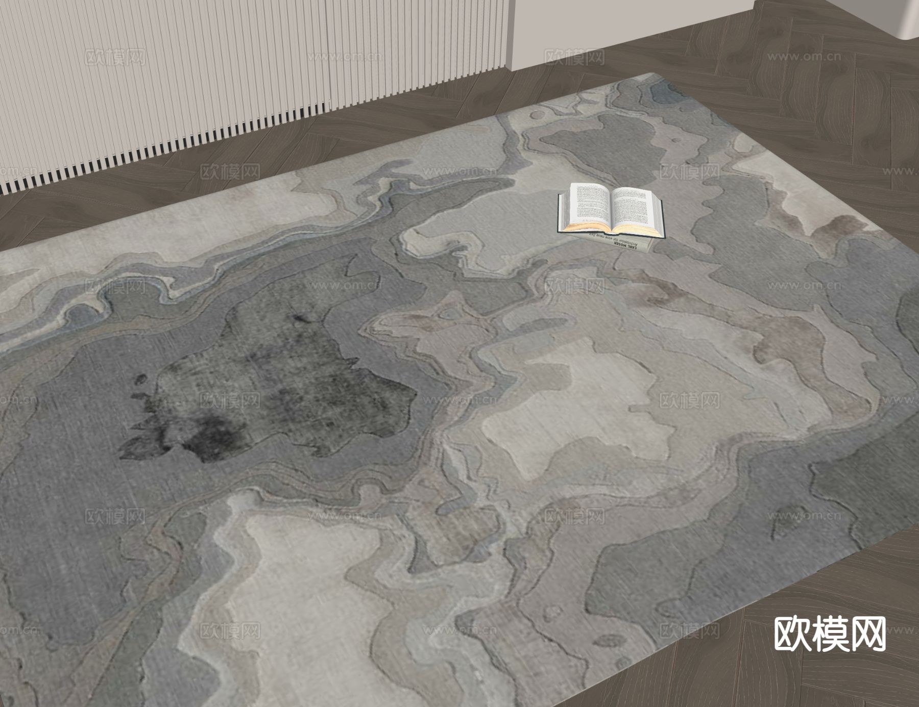 意式地毯 布艺地毯 方形地毯su模型下载（渲染图1）