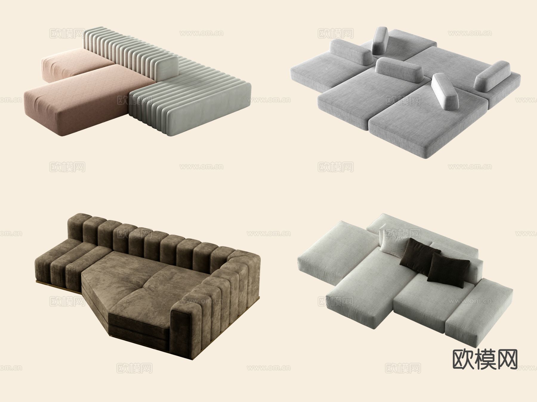 现代多人沙发 靠背沙发3d模型