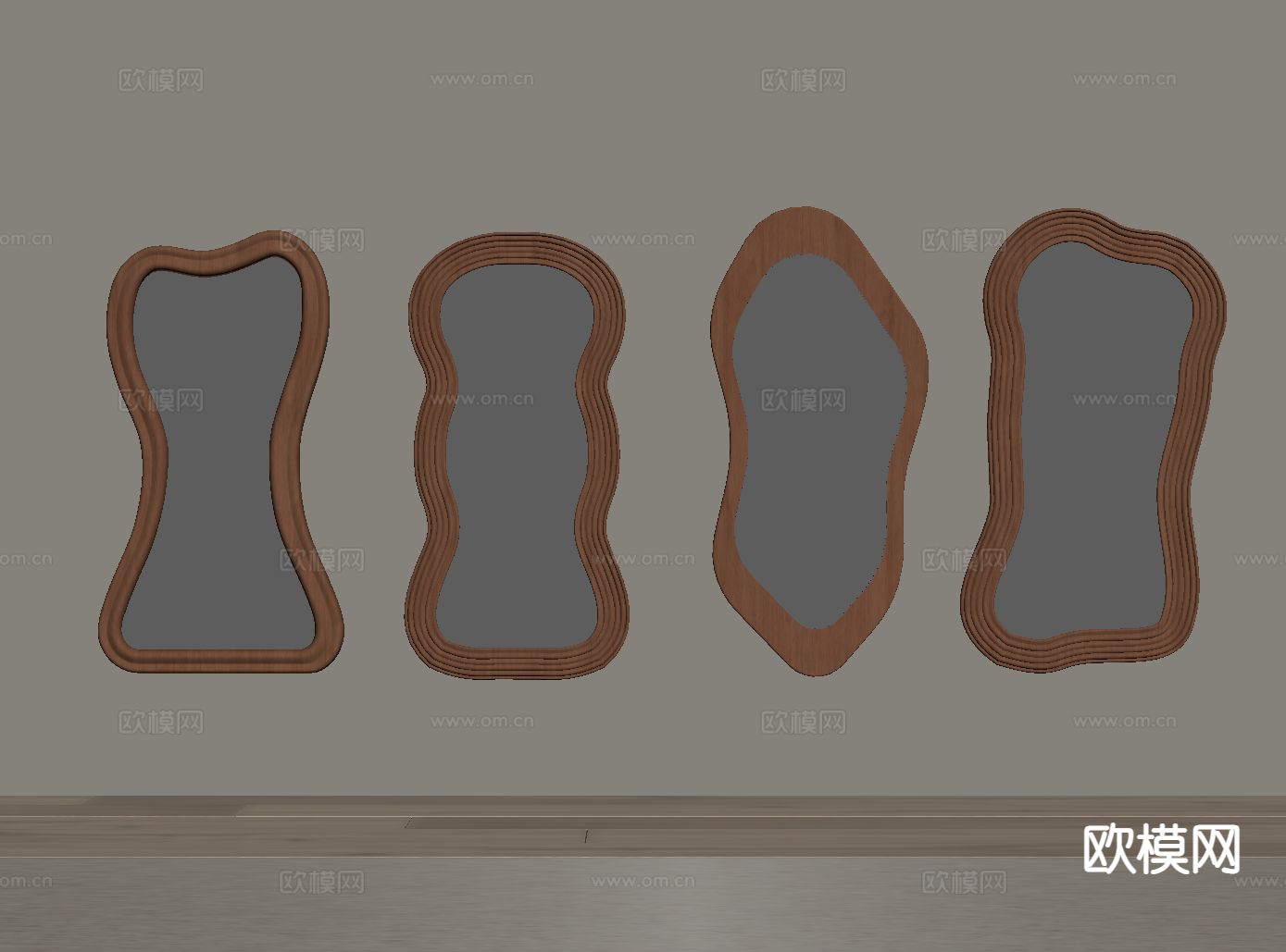 异形镜子 全身镜 换衣镜 装饰镜su模型下载（渲染图1）