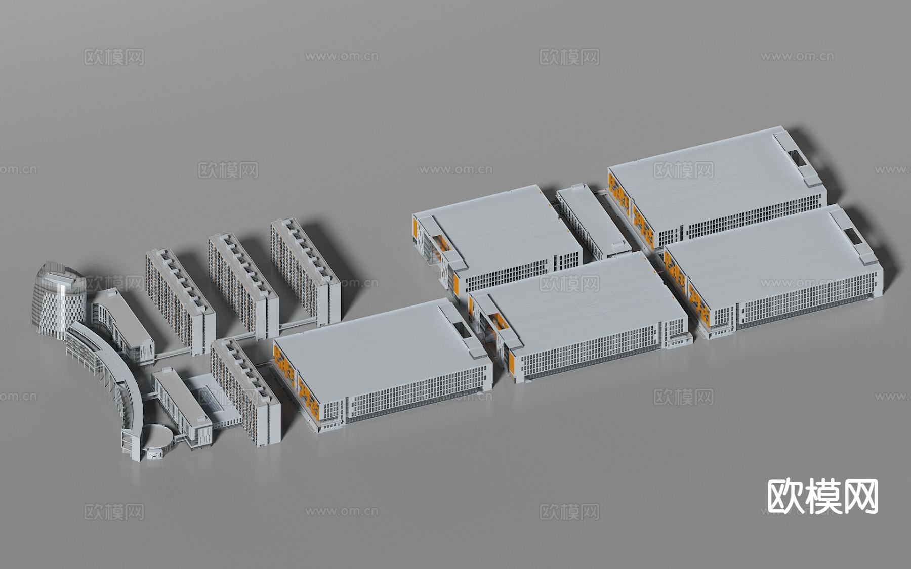 现代办公楼 综合楼 厂房 裙楼3d模型