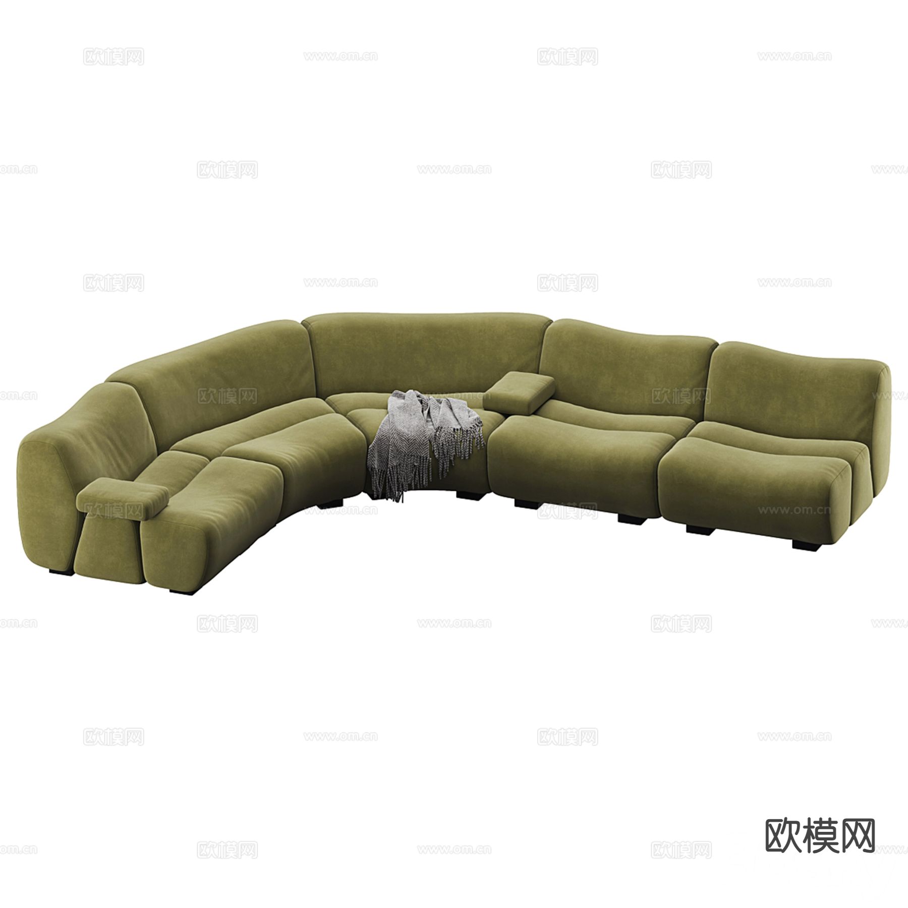 欧内斯特 弧形沙发 多人沙发23d模型下载（渲染图2）