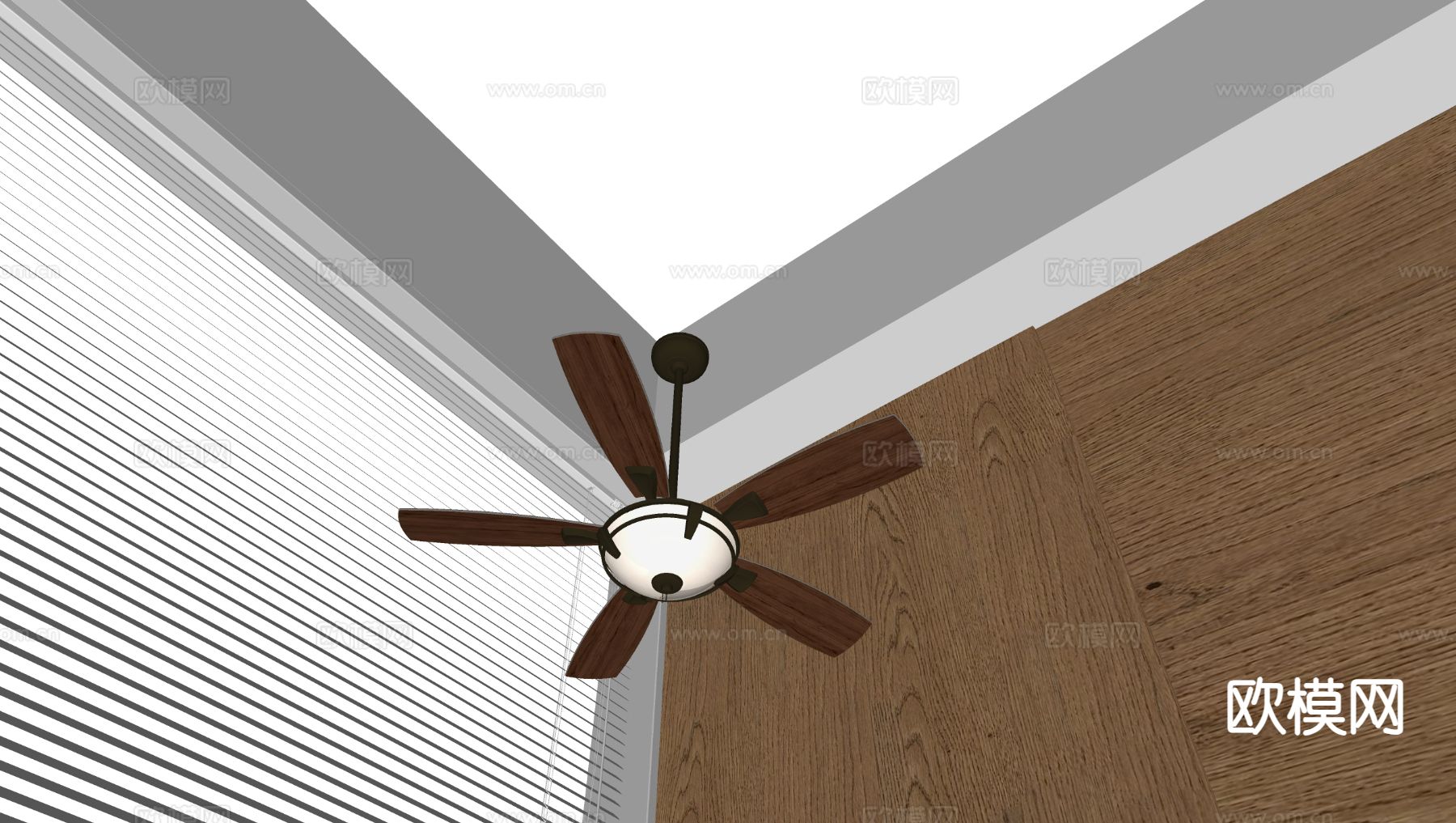 美式风扇灯su模型下载（渲染图1）