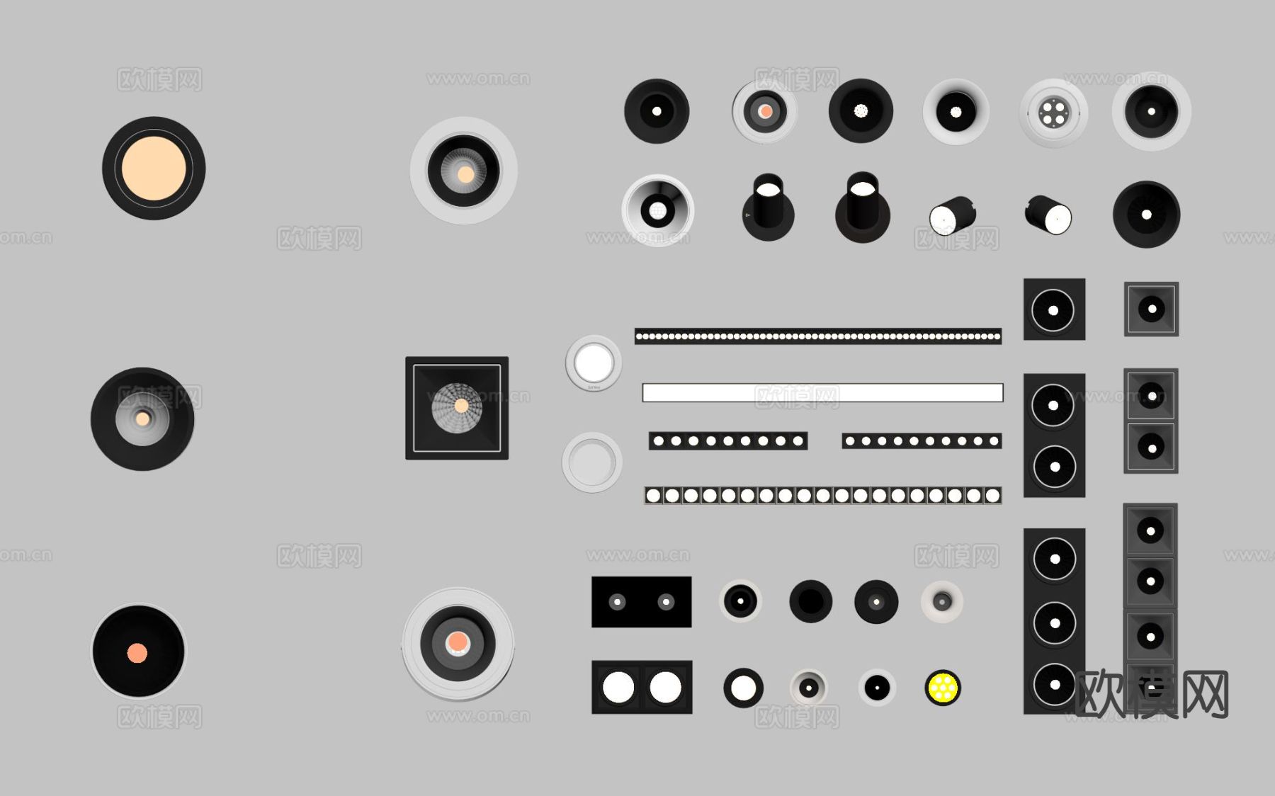 明装筒灯 射灯 磁吸灯 轨道灯su模型下载（渲染图1）