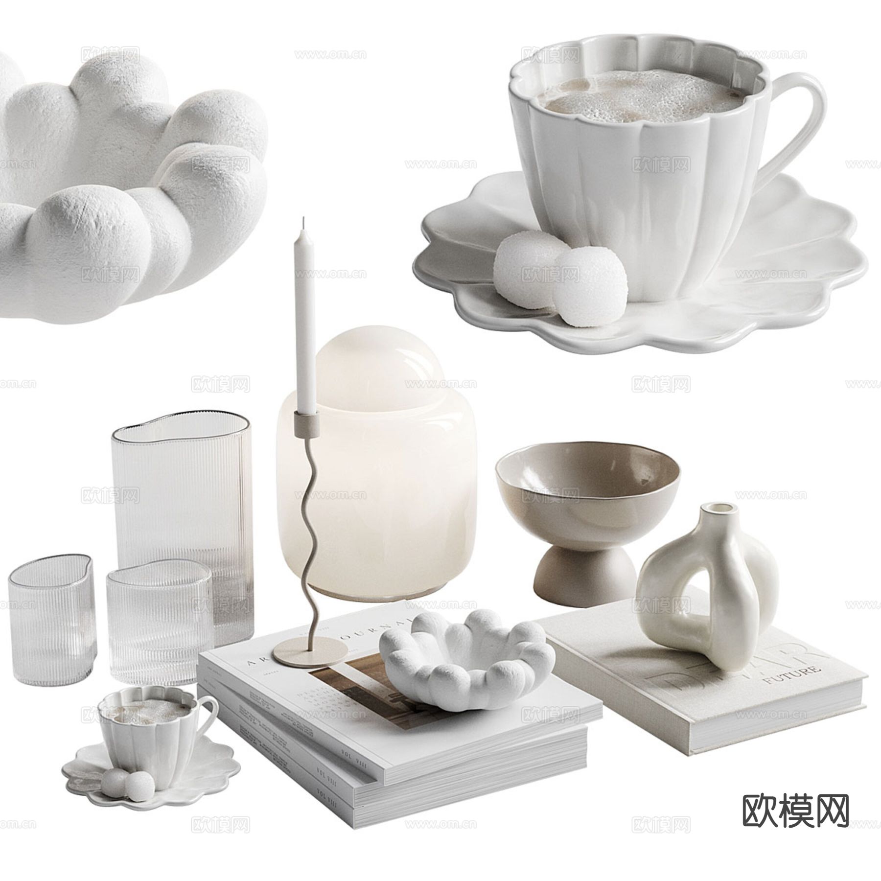 现代装饰品 摆件 茶具 茶杯3d模型