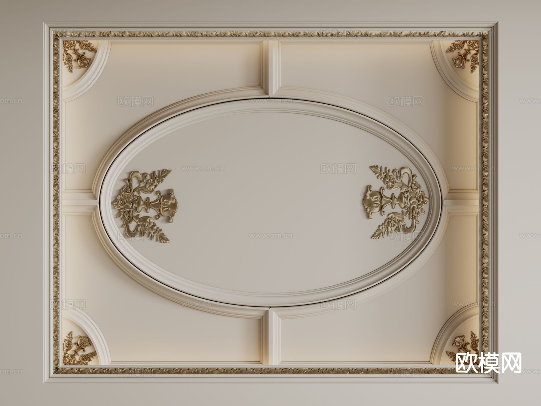 法式天花吊顶3d模型下载