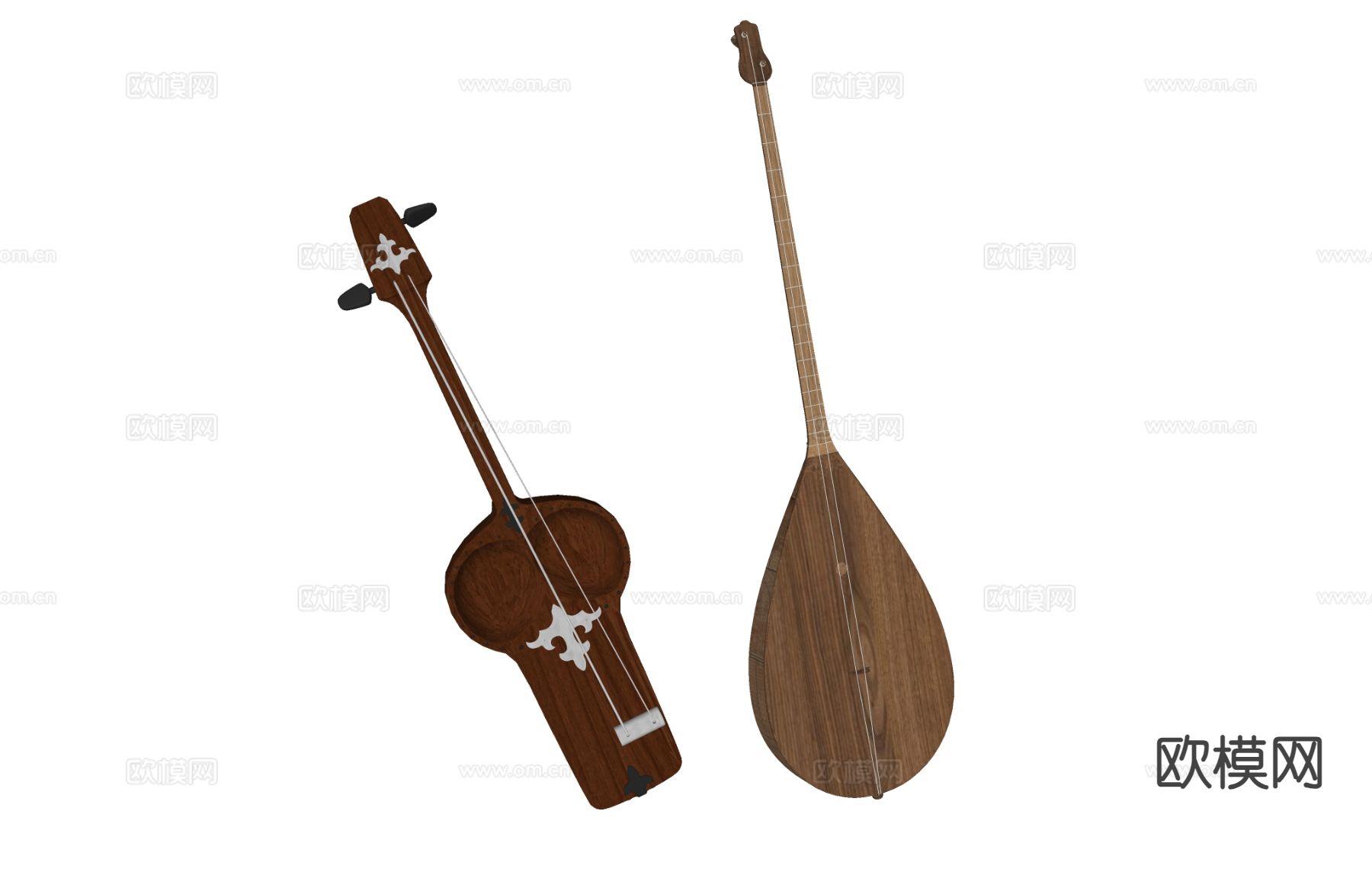 二胡琵琶su模型下载（渲染图1）