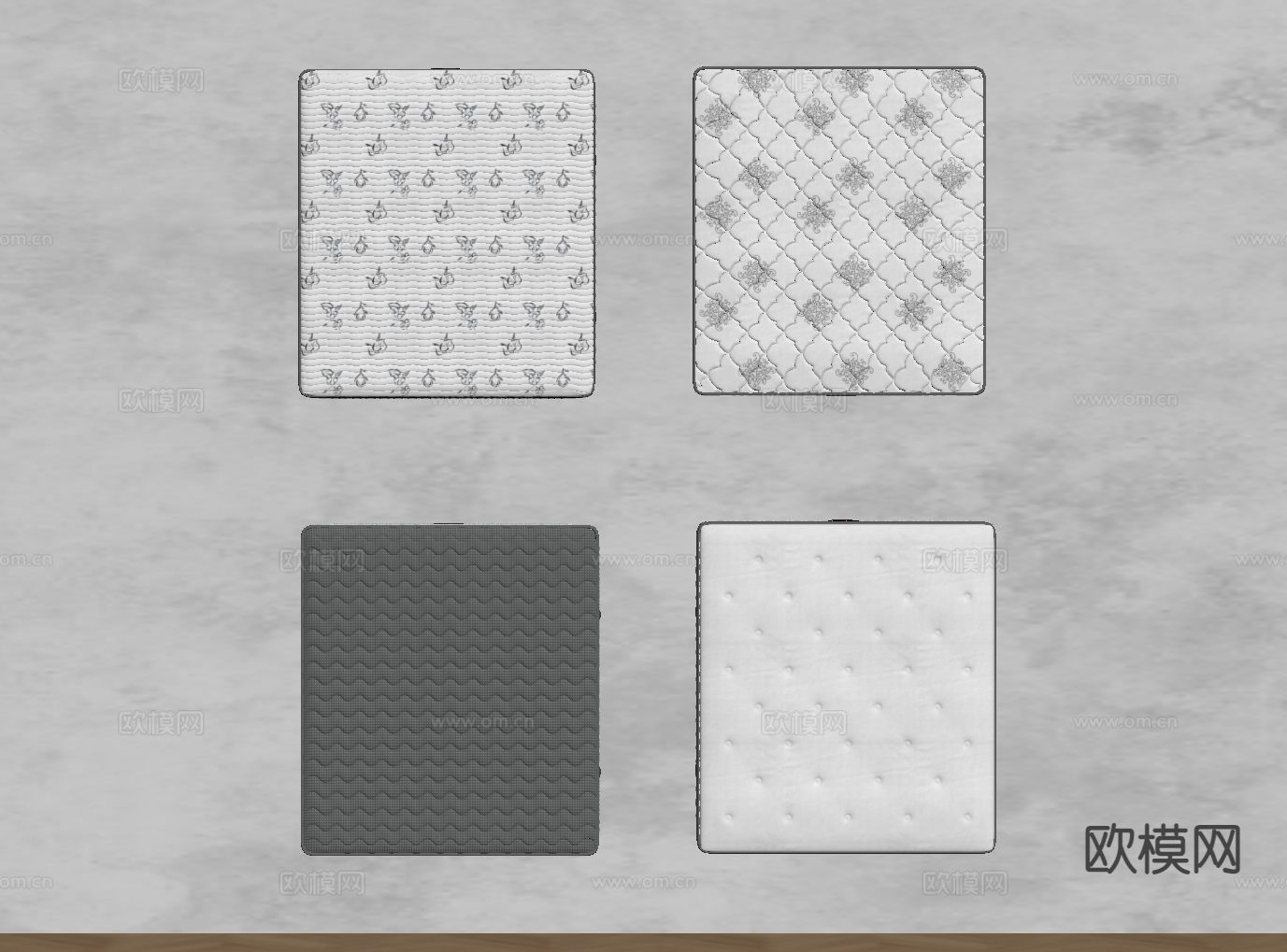 现代床垫su模型下载（渲染图1）