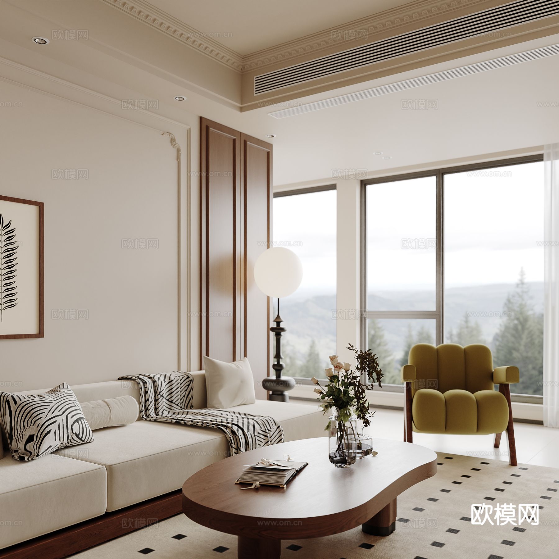 中古风客餐厅3d模型下载（渲染图3）