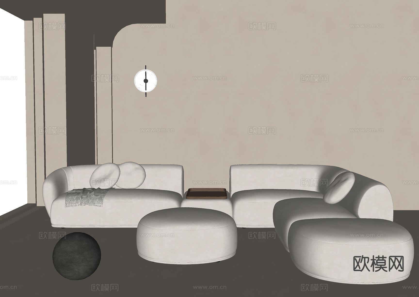多人沙发 转角沙发su模型下载（渲染图1）