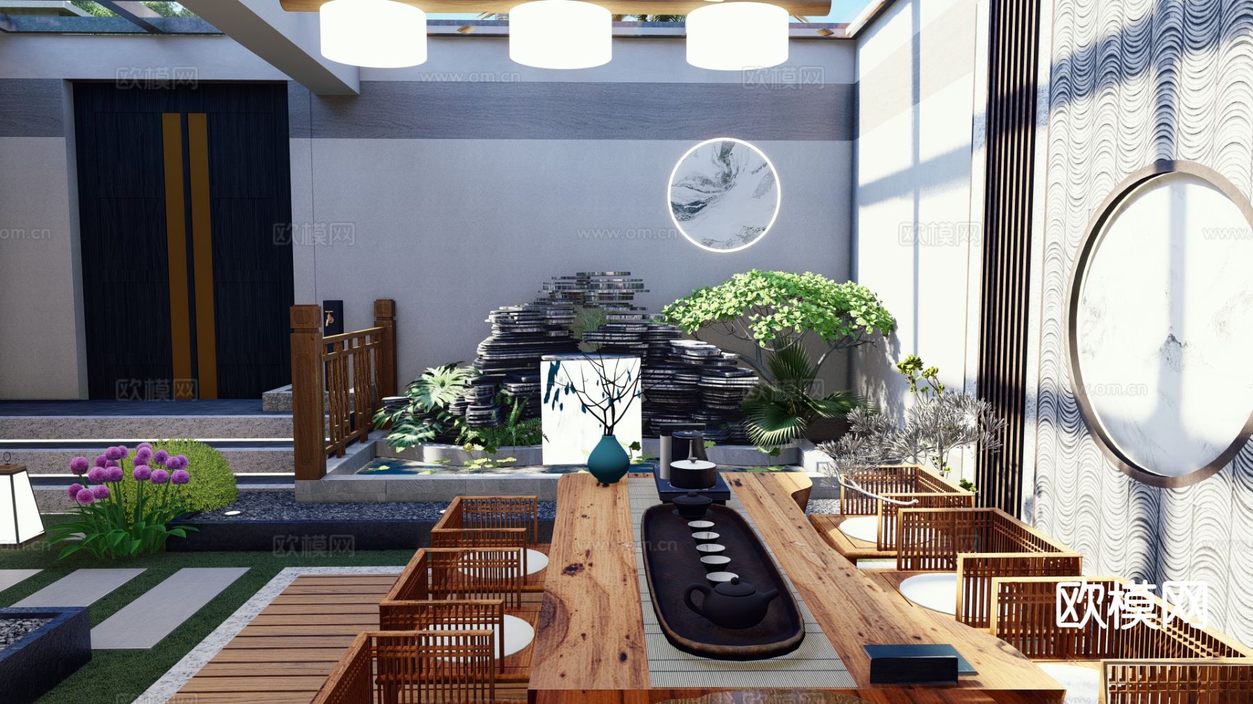 别墅庭院 花园su模型下载（渲染图6）