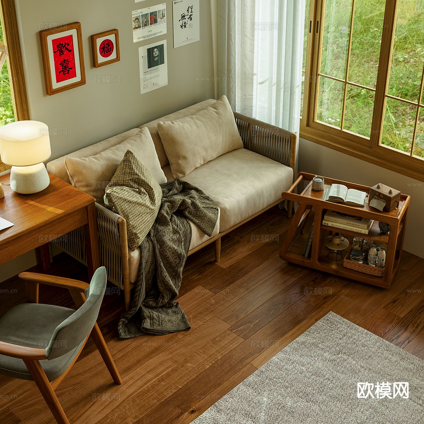 原木风卧室 主卧su模型下载（渲染图3）