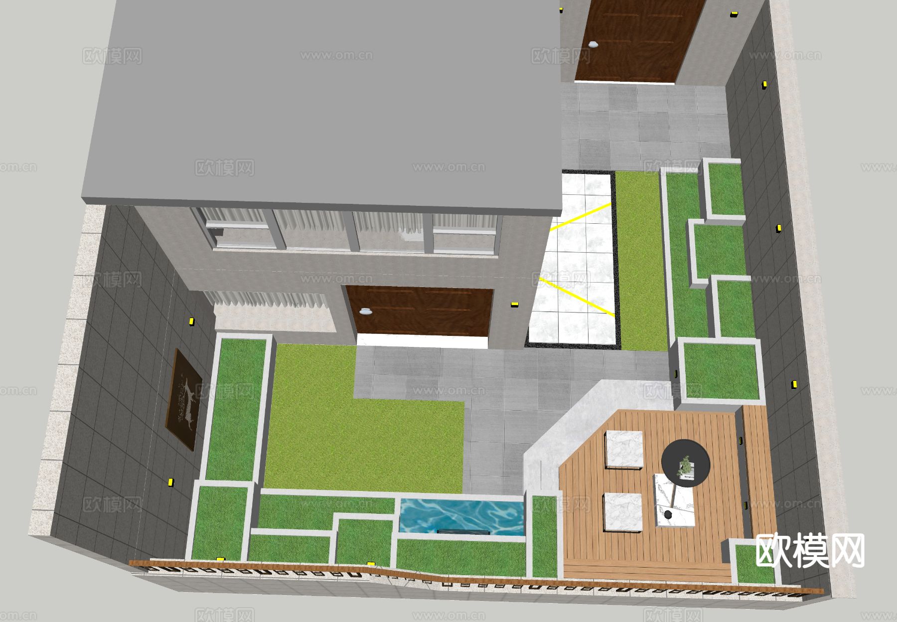 别墅庭院 花园su模型下载（渲染图1）