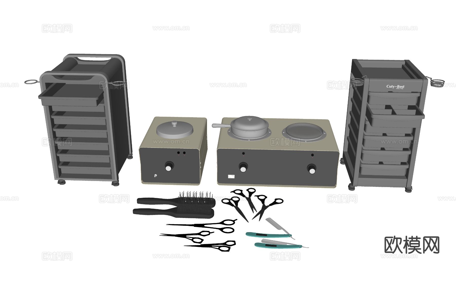 理发器材 烫染发工具 剪刀su模型下载（渲染图1）