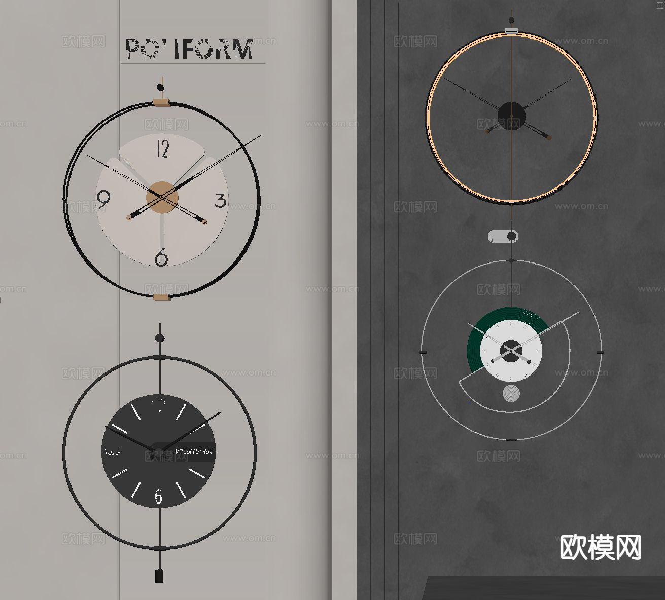 现代钟表 挂钟3d模型