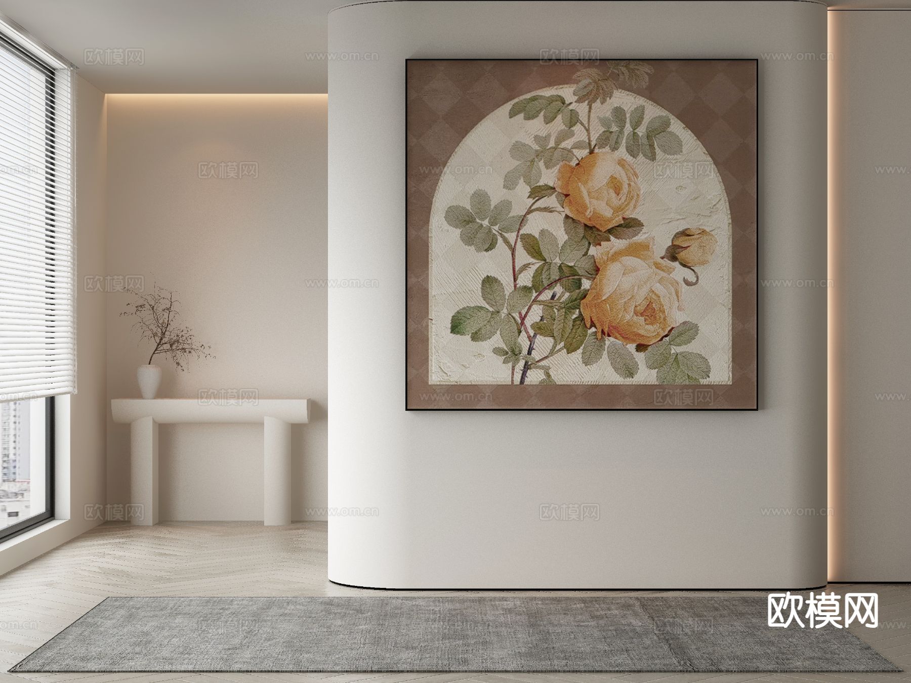 中古风装饰画 花朵挂画 复古挂画3d模型