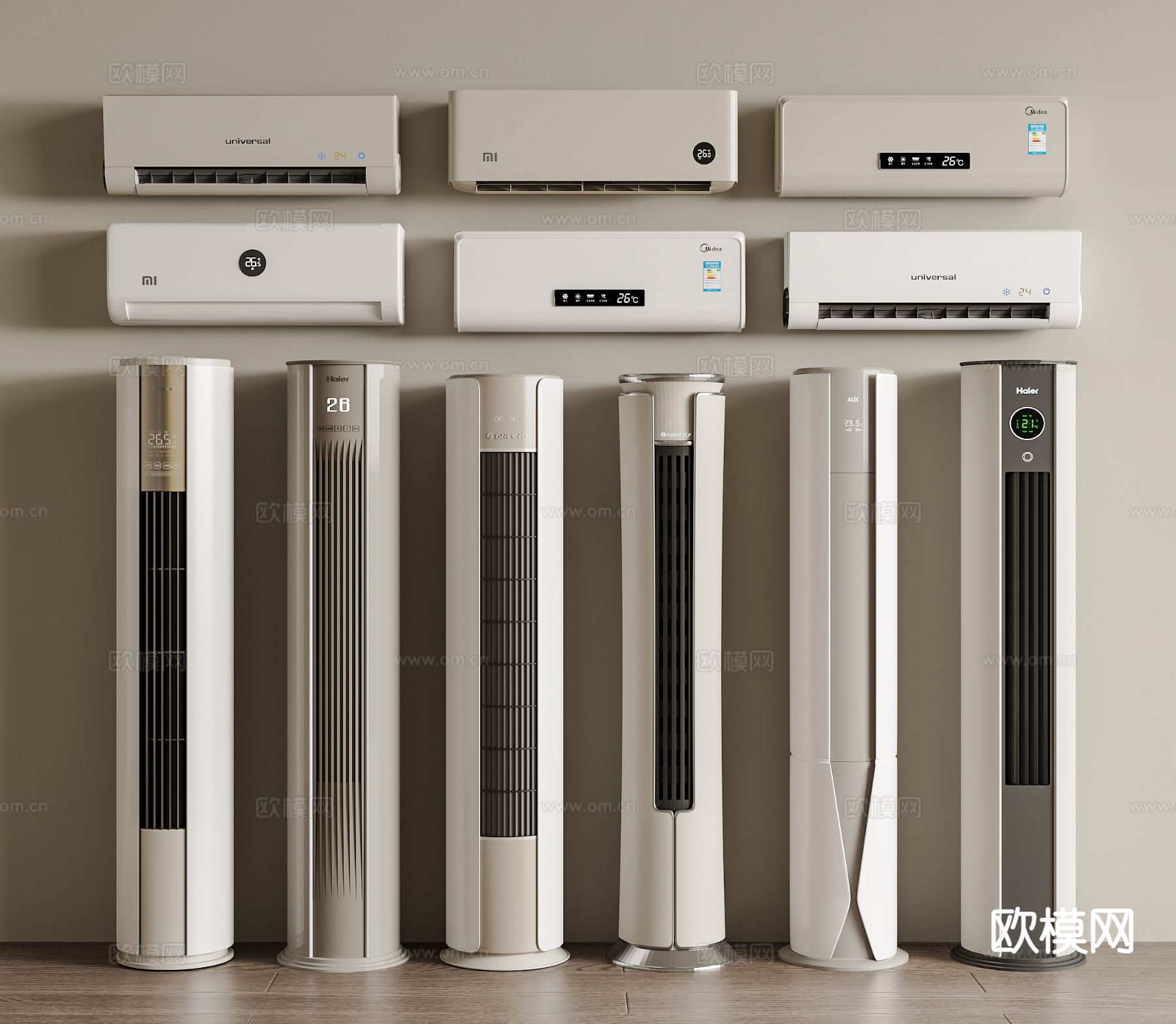 壁挂空调 立式空调su模型下载（渲染图2）