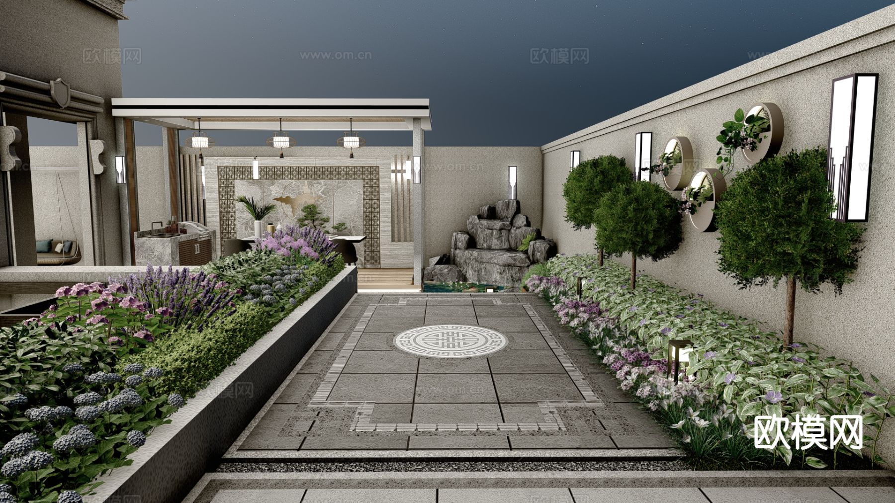 别墅庭院 花园su模型下载（渲染图6）