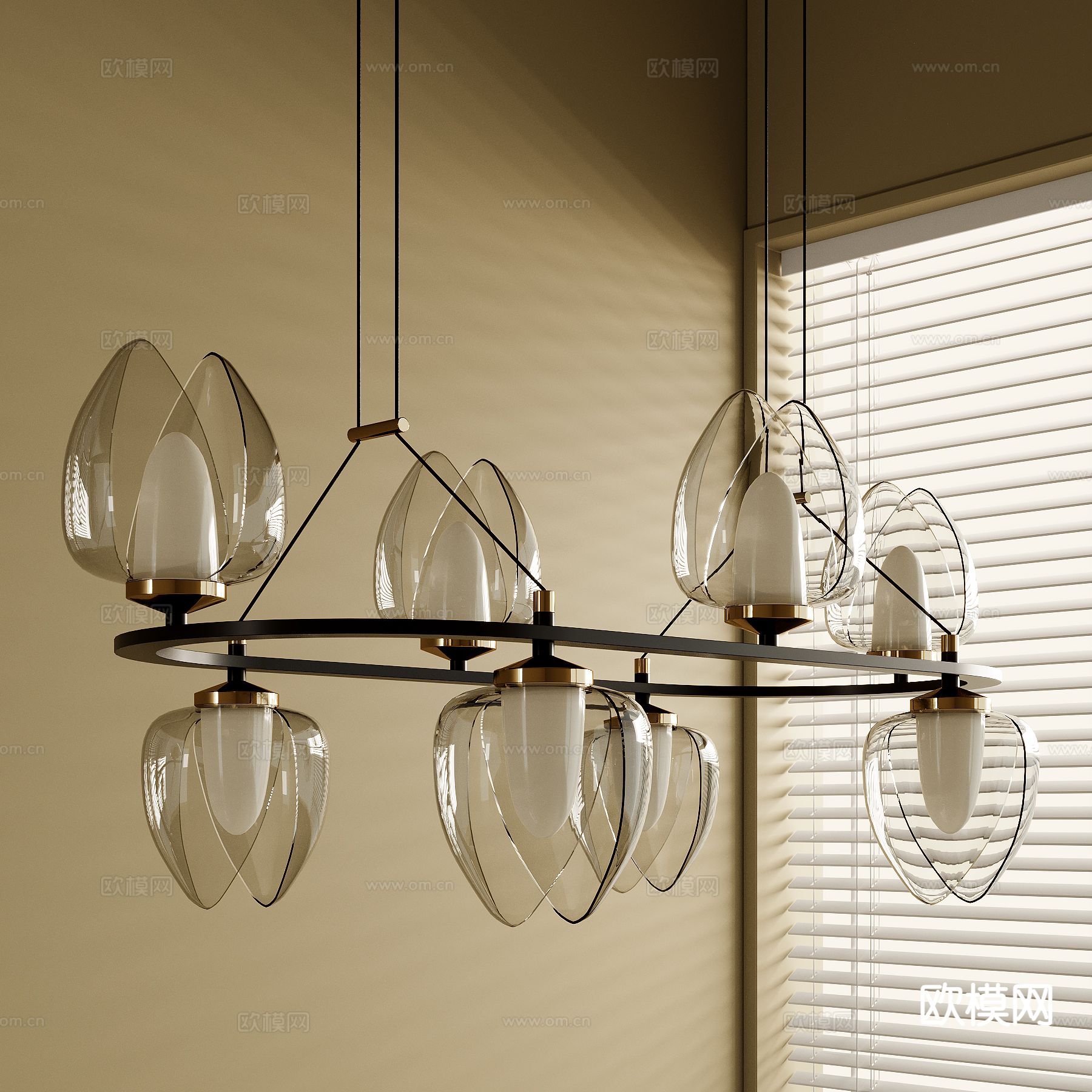 中古风吊灯 玻璃吊灯3d模型下载