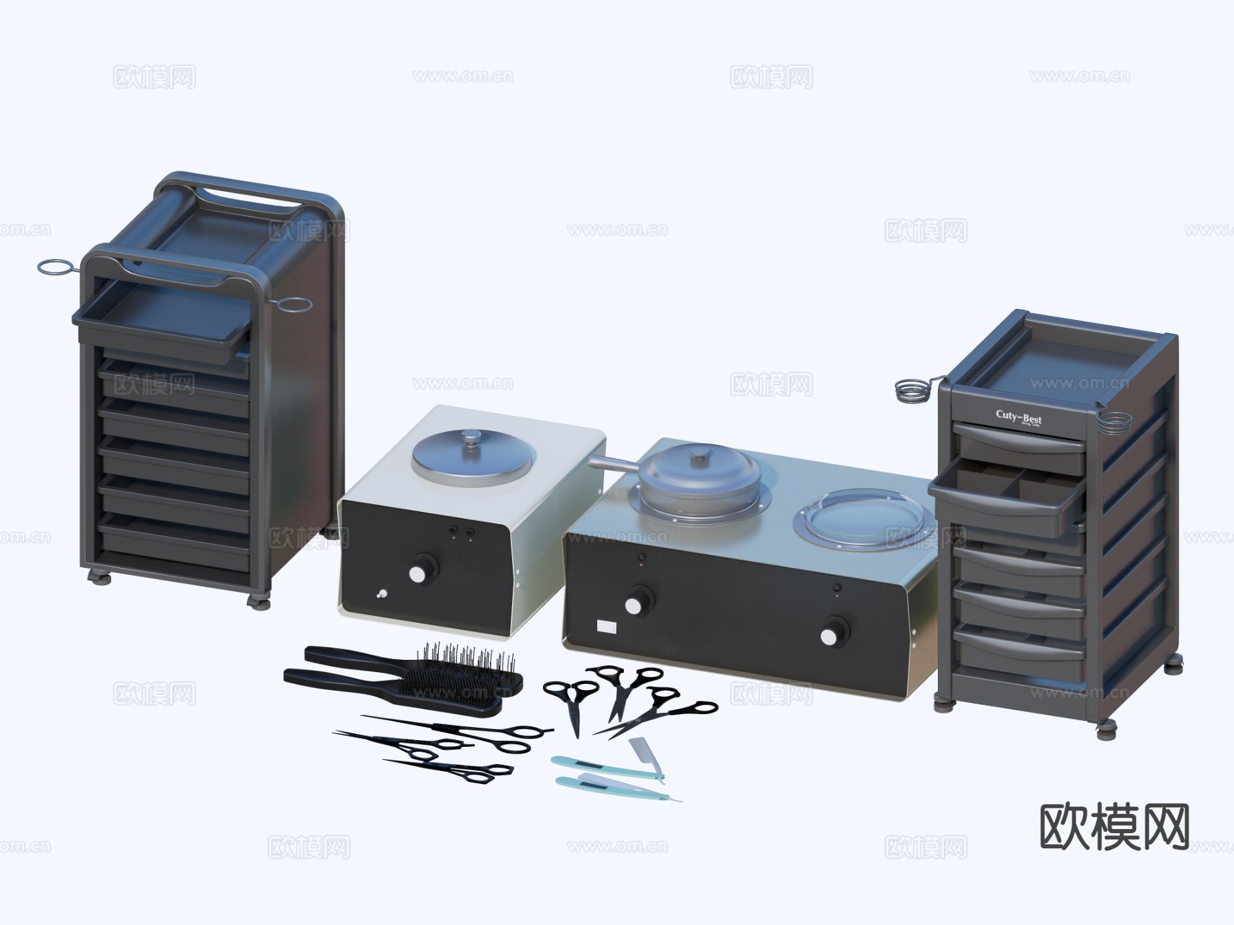 理发器材 烫染发工具 剪刀su模型下载（渲染图2）