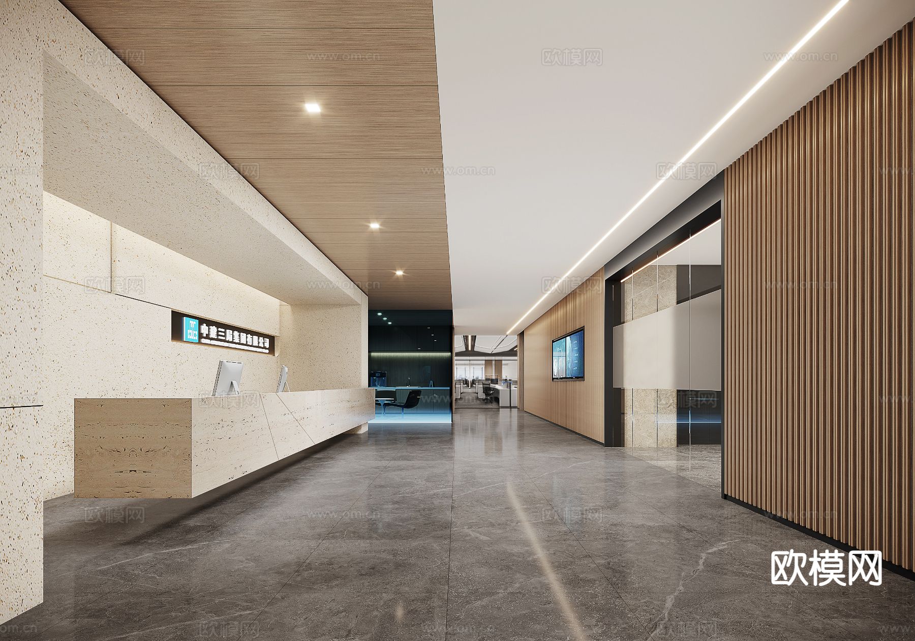 办公前台 前台接待su模型下载（渲染图2）