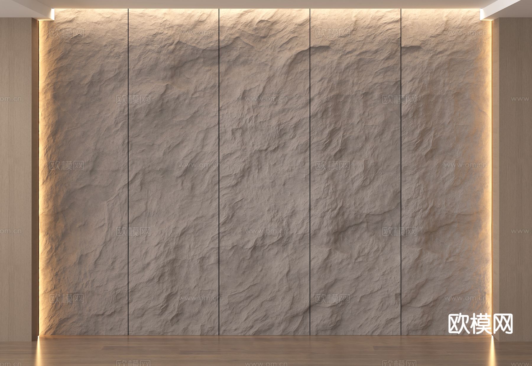 现代石材背景墙 毛石墙 石头墙su模型下载（渲染图2）