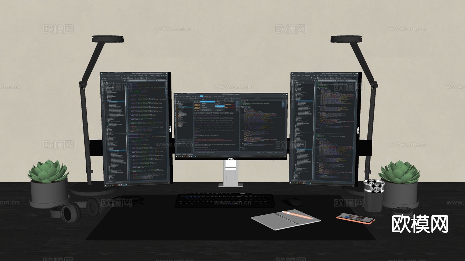 台式电脑 桌面办公用品su模型下载（渲染图1）
