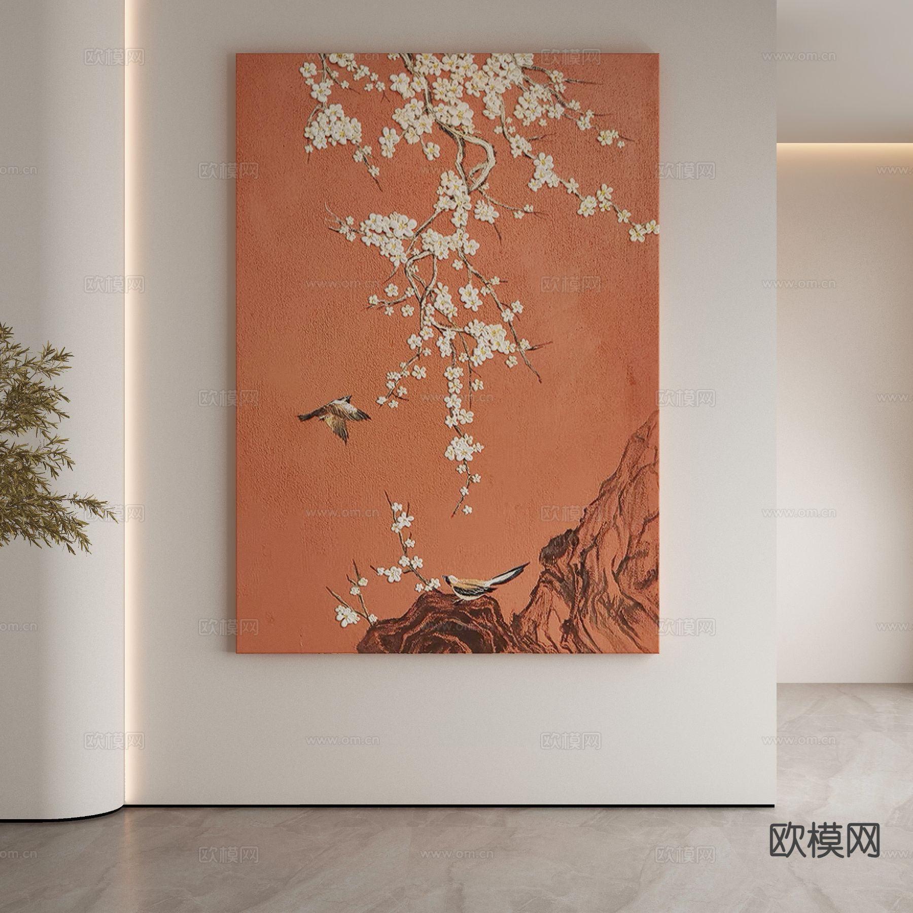 新中式装饰画 梅花画3d模型