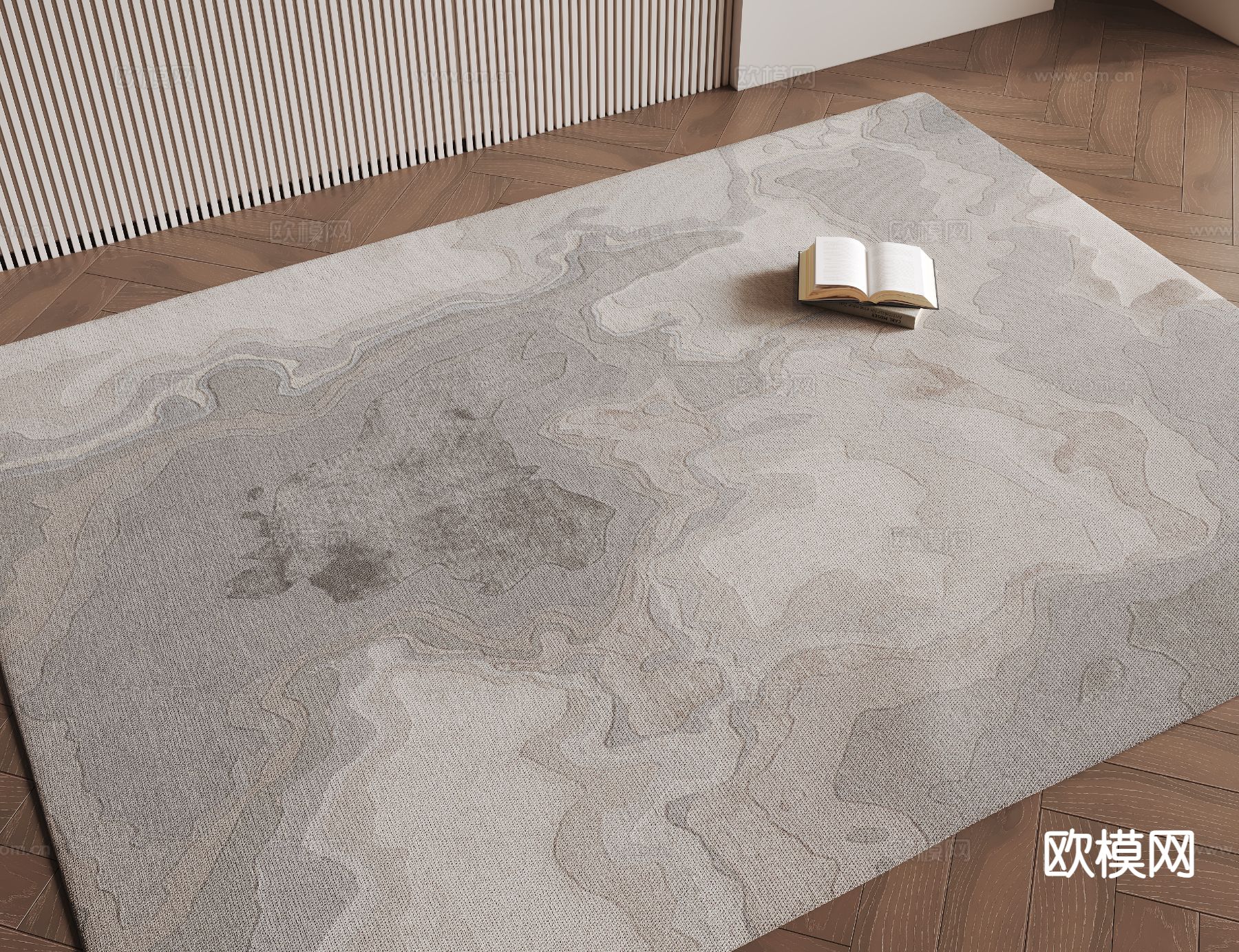 意式地毯 布艺地毯 方形地毯su模型下载（渲染图2）