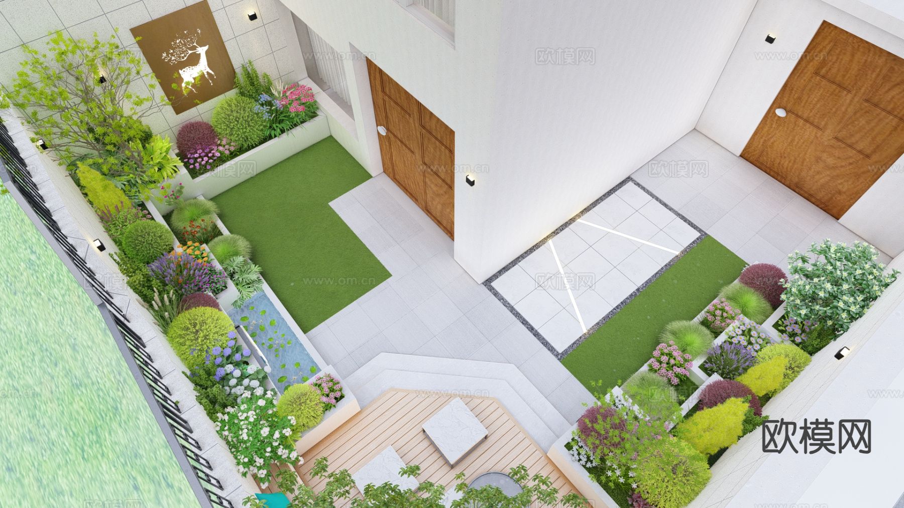 别墅庭院 花园su模型下载（渲染图5）