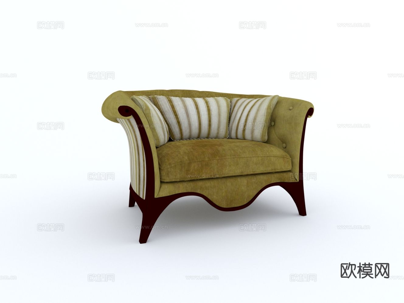 欧式沙发 单人沙发su模型下载（渲染图2）