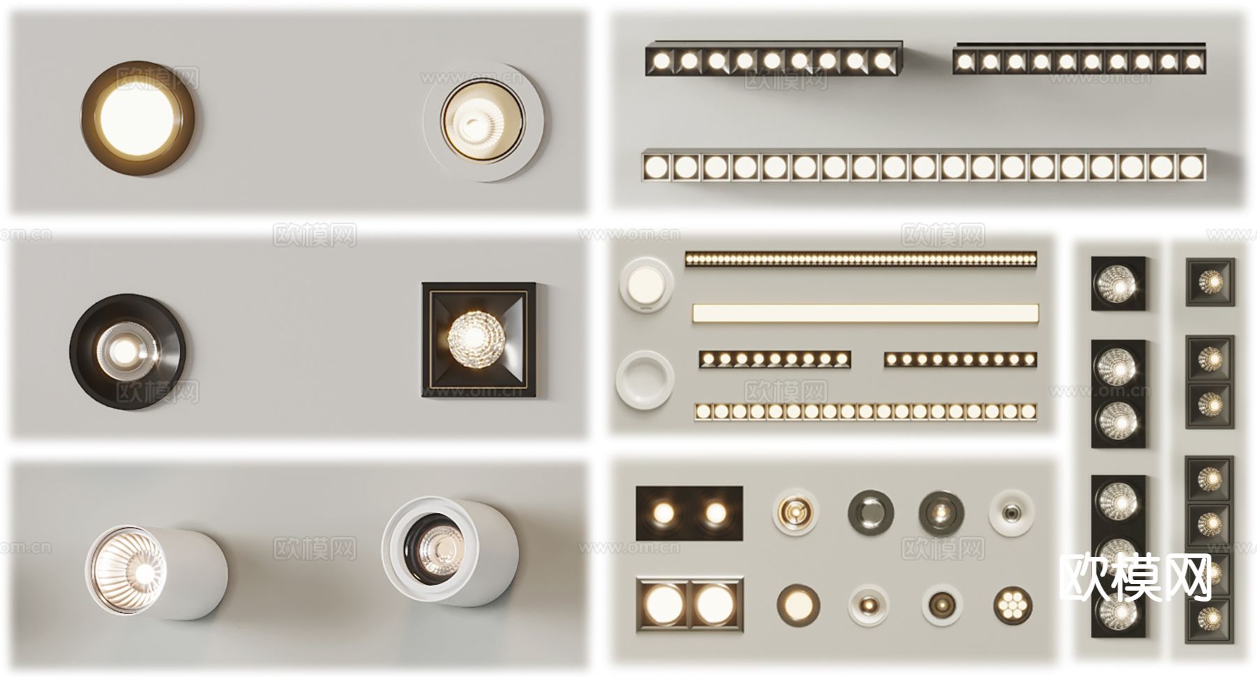 明装筒灯 射灯 磁吸灯 轨道灯su模型下载（渲染图2）